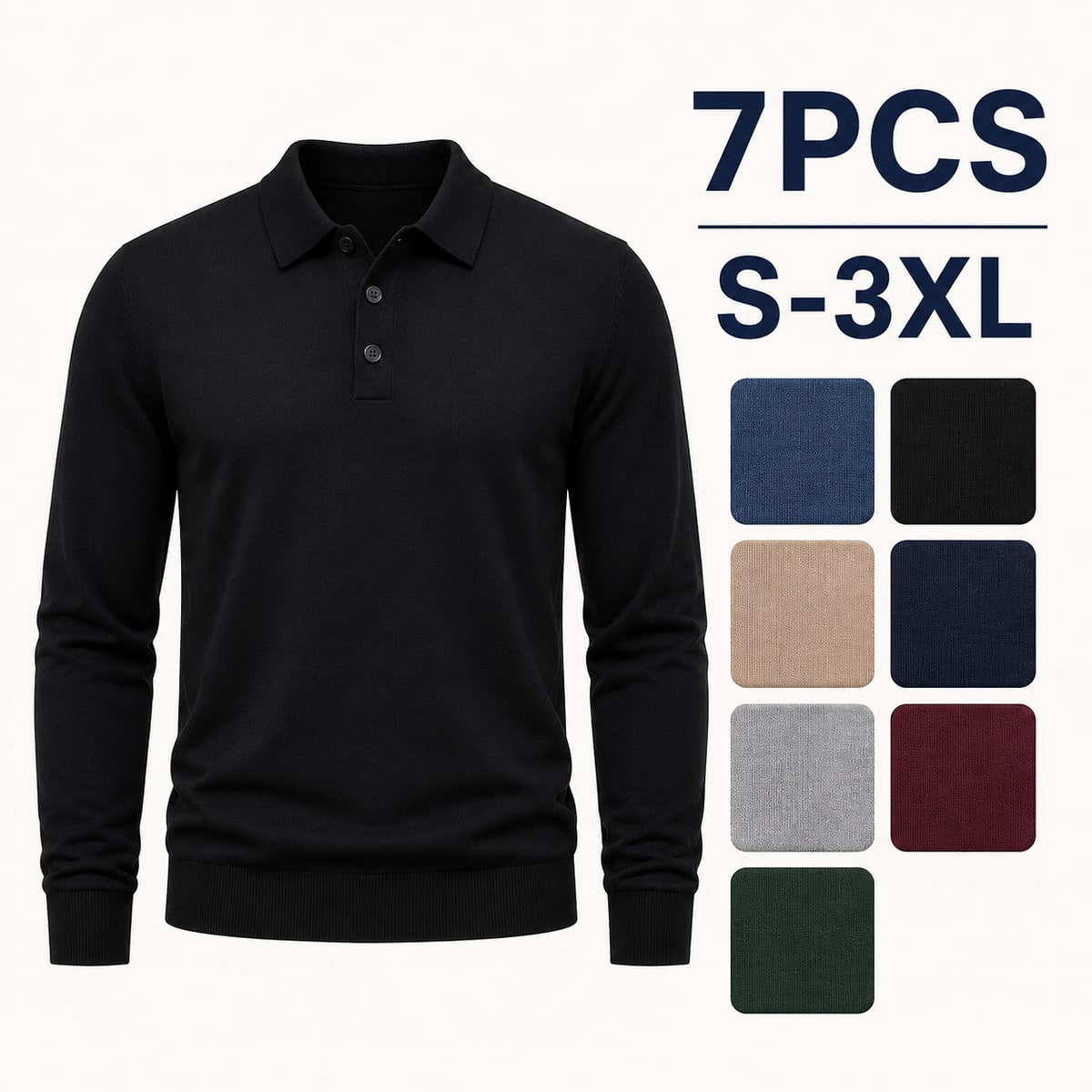 Men's Knit Polo Shirts 5/7PCS Pack 7PCS Full Week Mix bundle option image