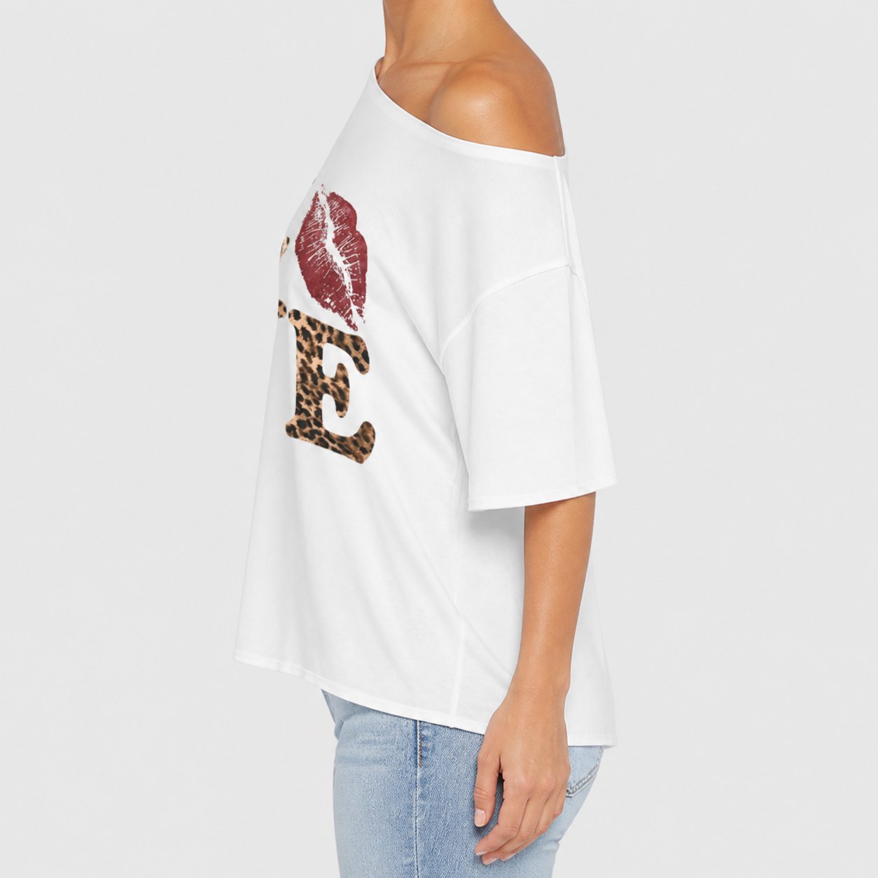 Women's Off-Shoulder Leopard Print Tee Multi-Piece Sets SIDE side view