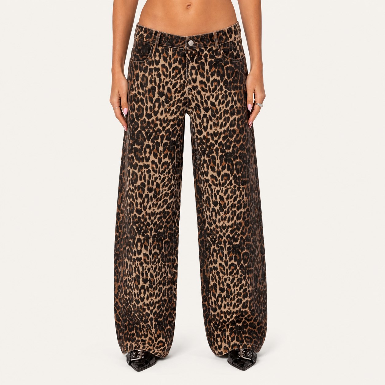 Leopard Low-Rise Jeans 3/5PCS Set front leopard low-rise baggy jeans view image
