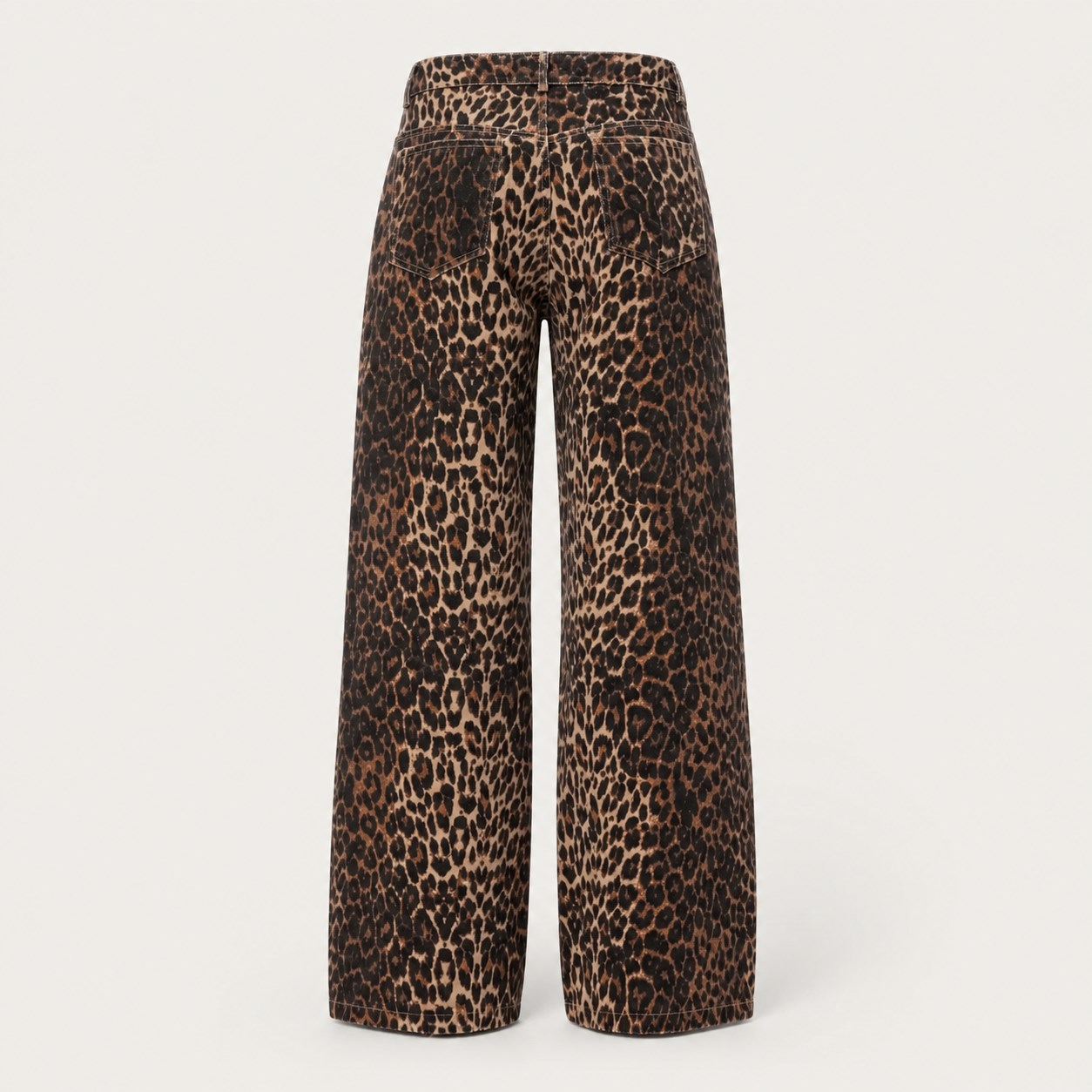 Leopard Low-Rise Jeans 3/5PCS Set back leopard jeans patch pocket view image