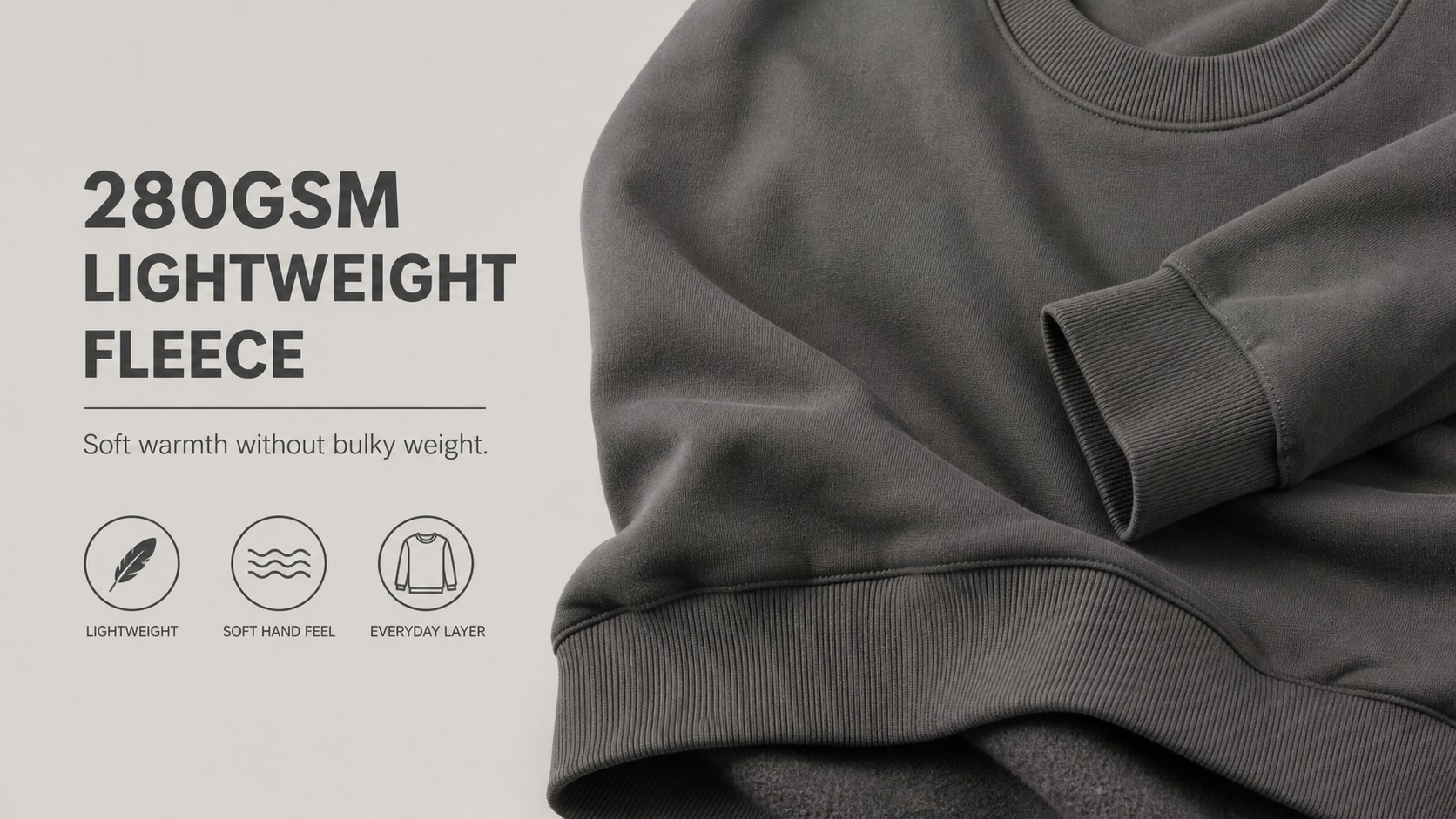 Lightweight Crew Neck Sweatshirt 5PCS Sets 280GSM LIGHTWEIGHT FLEECE