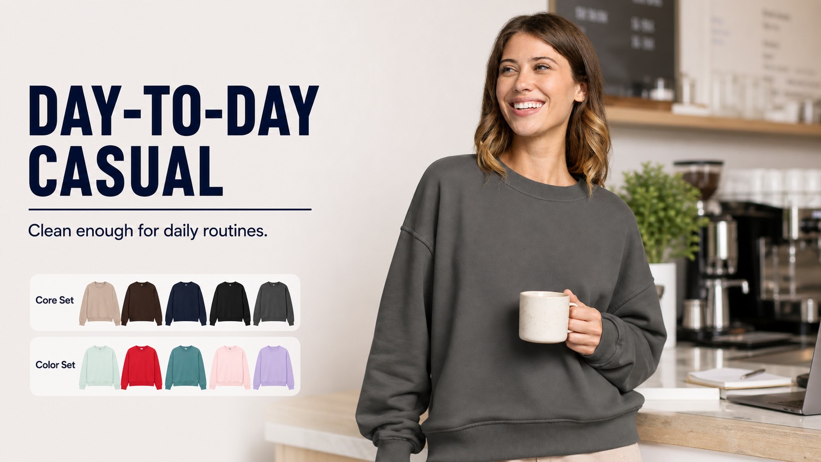 Lightweight Crew Neck Sweatshirt 5PCS Sets DAY-TO-DAY CASUAL