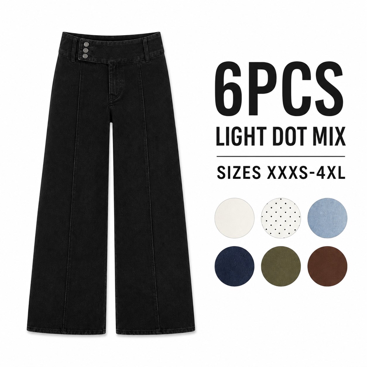Low-Rise Baggy Jeans 6/9PCS Sets 6PCS Light Dot Mix bundle option image