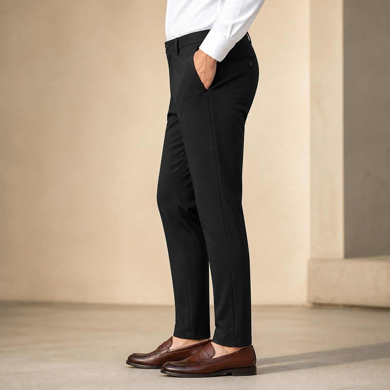 Men's High-Stretch Ice Silk Suit Pants 6PCS Sets Side View side-view