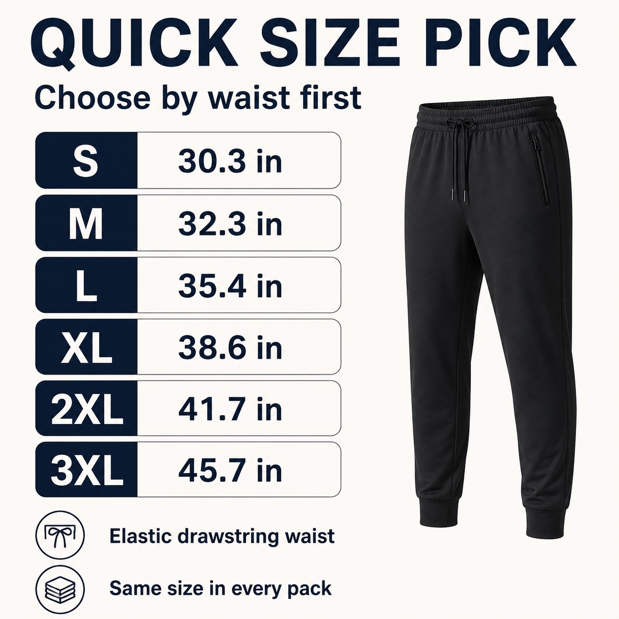 Men's Stretch Joggers 1/8PCS Sets quick size guide image