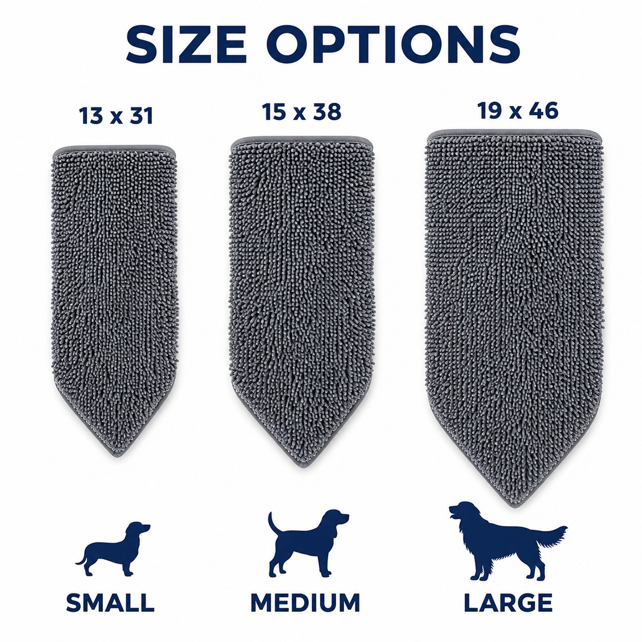 Microfiber Chenille Doggy Dryer Towel 8PCS Sets size comparison detail