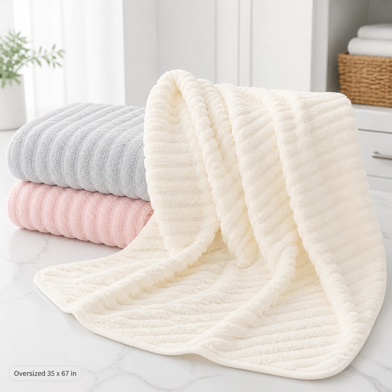 Oversized Bubble Fleece Bath Towel 6PCS Sets primary towel view