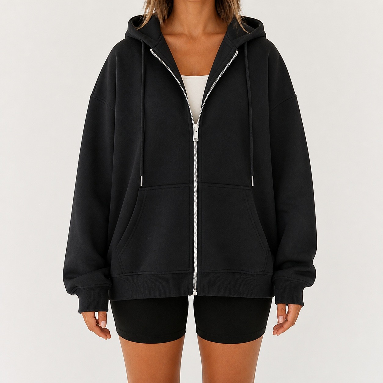 Women's Oversized Zip Hoodie 8PCS Sets FRONT front view