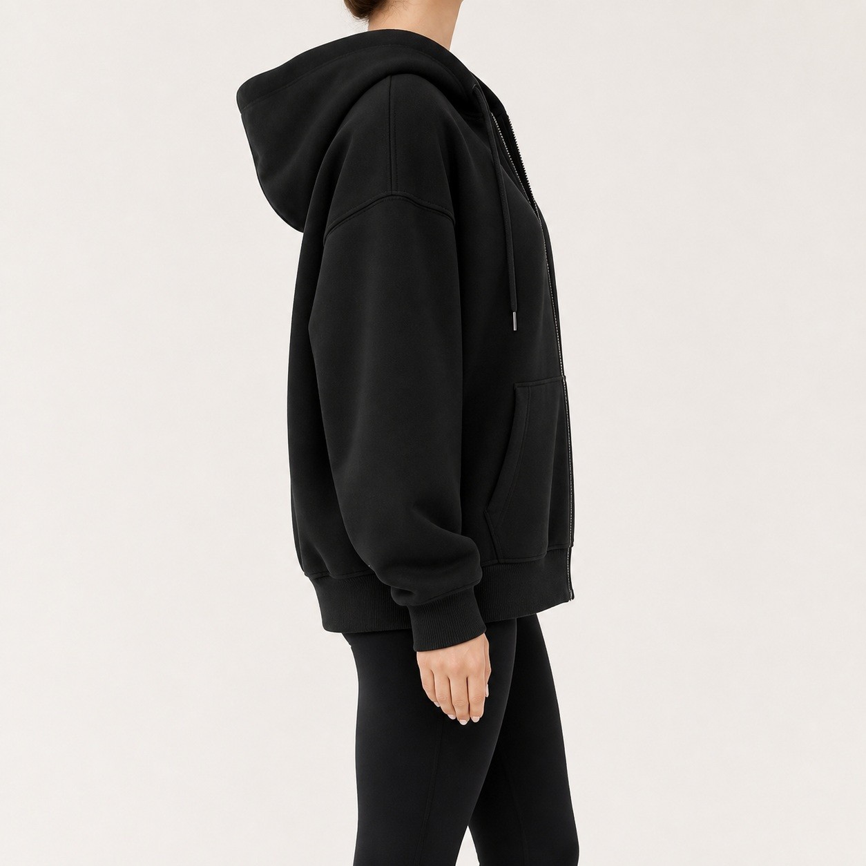 Women's Oversized Zip Hoodie 8PCS Sets SIDE side and hood view