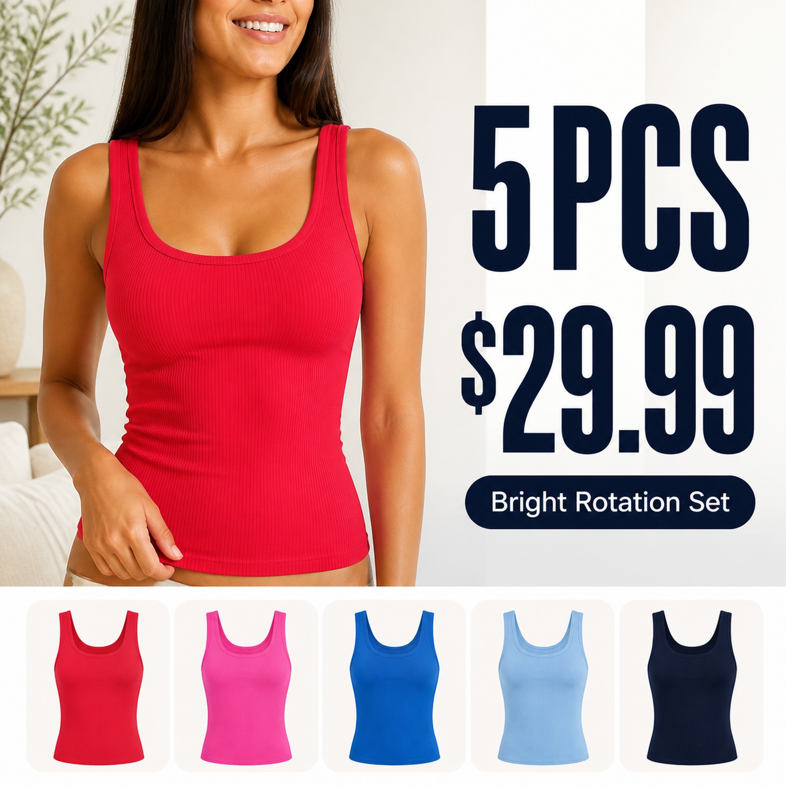 Rib Contour Waist Tank Top 5PCS Sets 5PCS Bright Rotation Set promotional main image