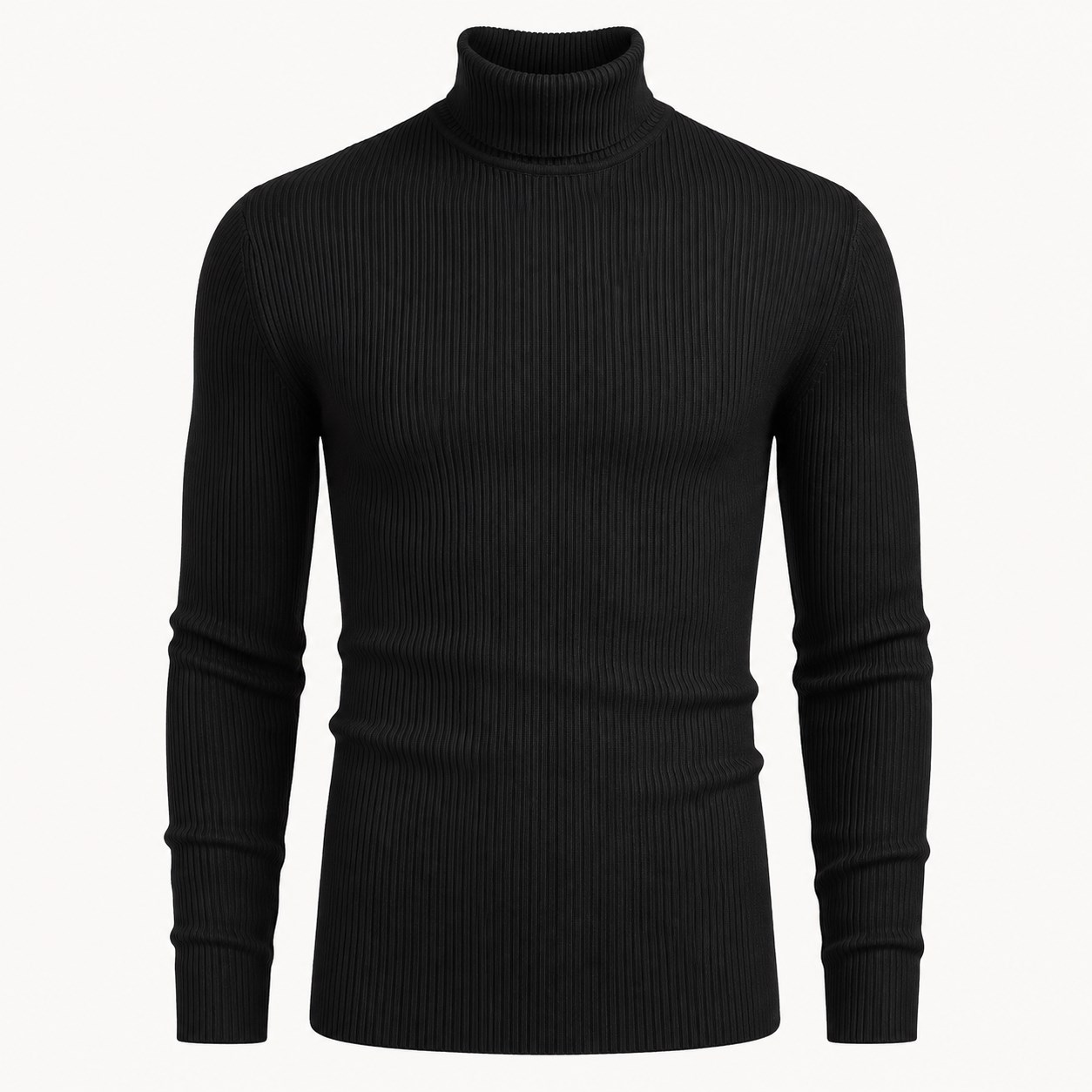 Men's Ribbed Turtleneck 5/7PCS front ribbed high neck sweater view image