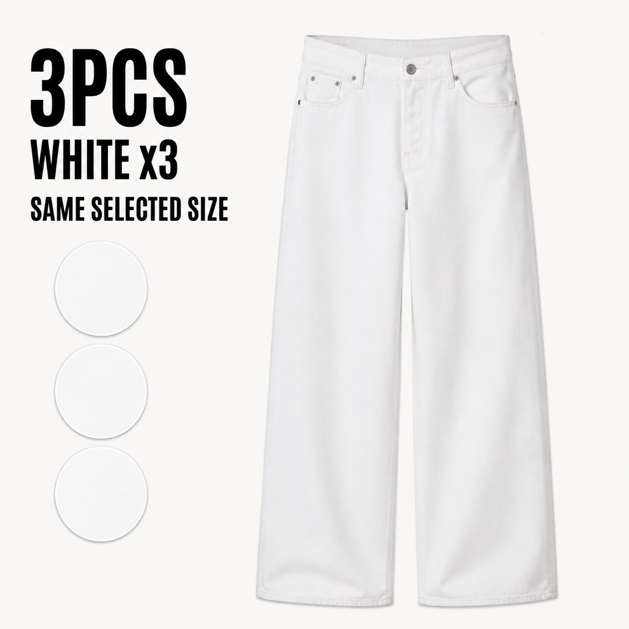 Low-Rise Slouchy Jeans 3/5PCS Packs 3PCS White x3 bundle option image