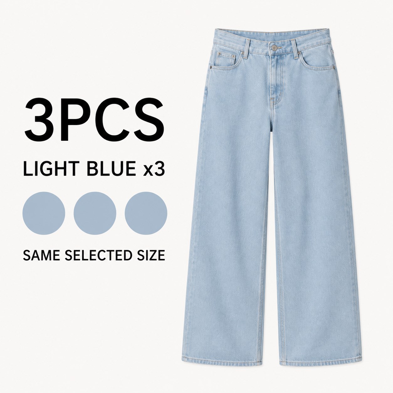 Low-Rise Slouchy Jeans 3/5PCS Packs 3PCS Light Blue x3 bundle option image