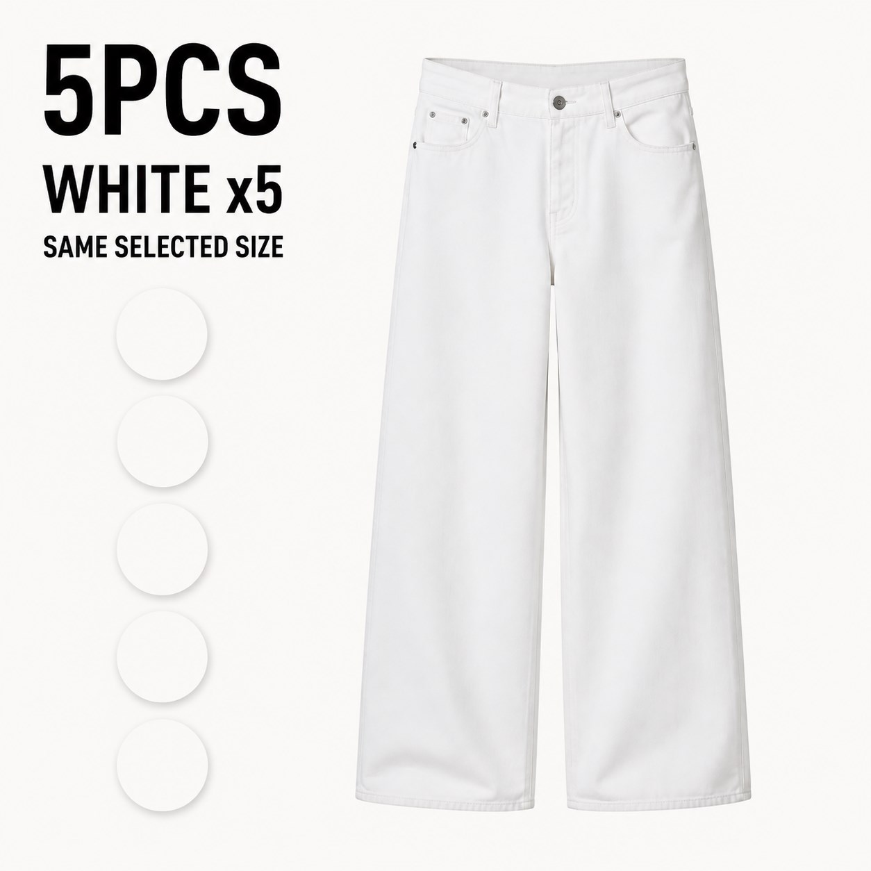 Low-Rise Slouchy Jeans 3/5PCS Packs 5PCS White x5 bundle option image