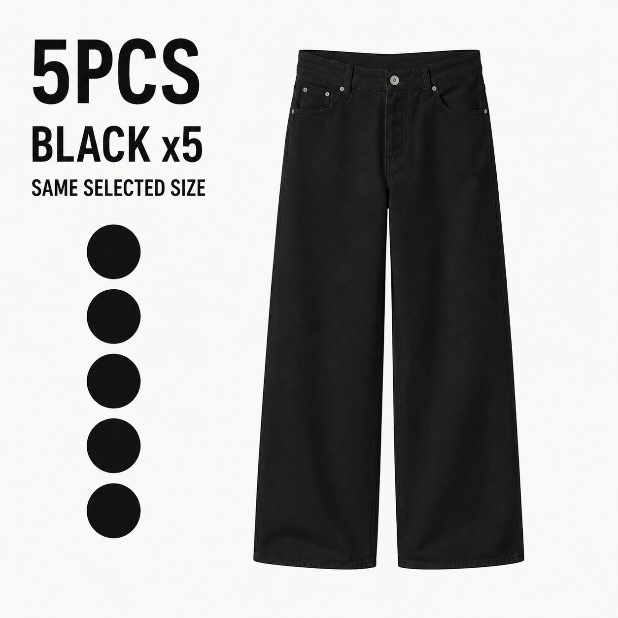 Low-Rise Slouchy Jeans 3/5PCS Packs 5PCS Black x5 bundle option image