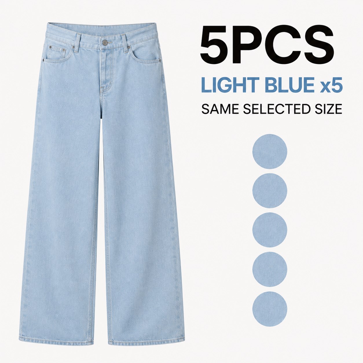 Low-Rise Slouchy Jeans 3/5PCS Packs 5PCS Light Blue x5 bundle option image