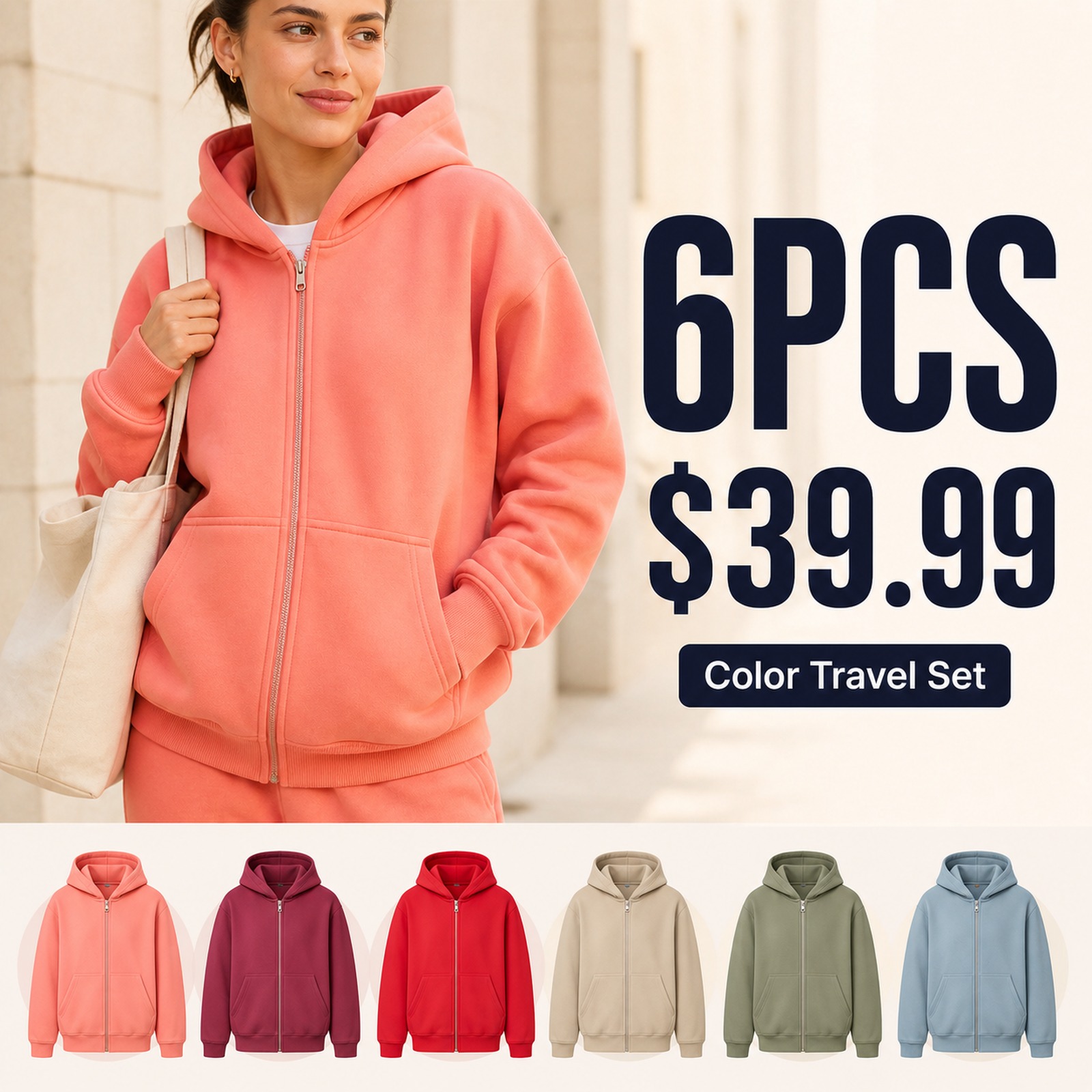 Travel Zip Hoodie 6PCS Sets 6PCS Color Travel Set promotional main image