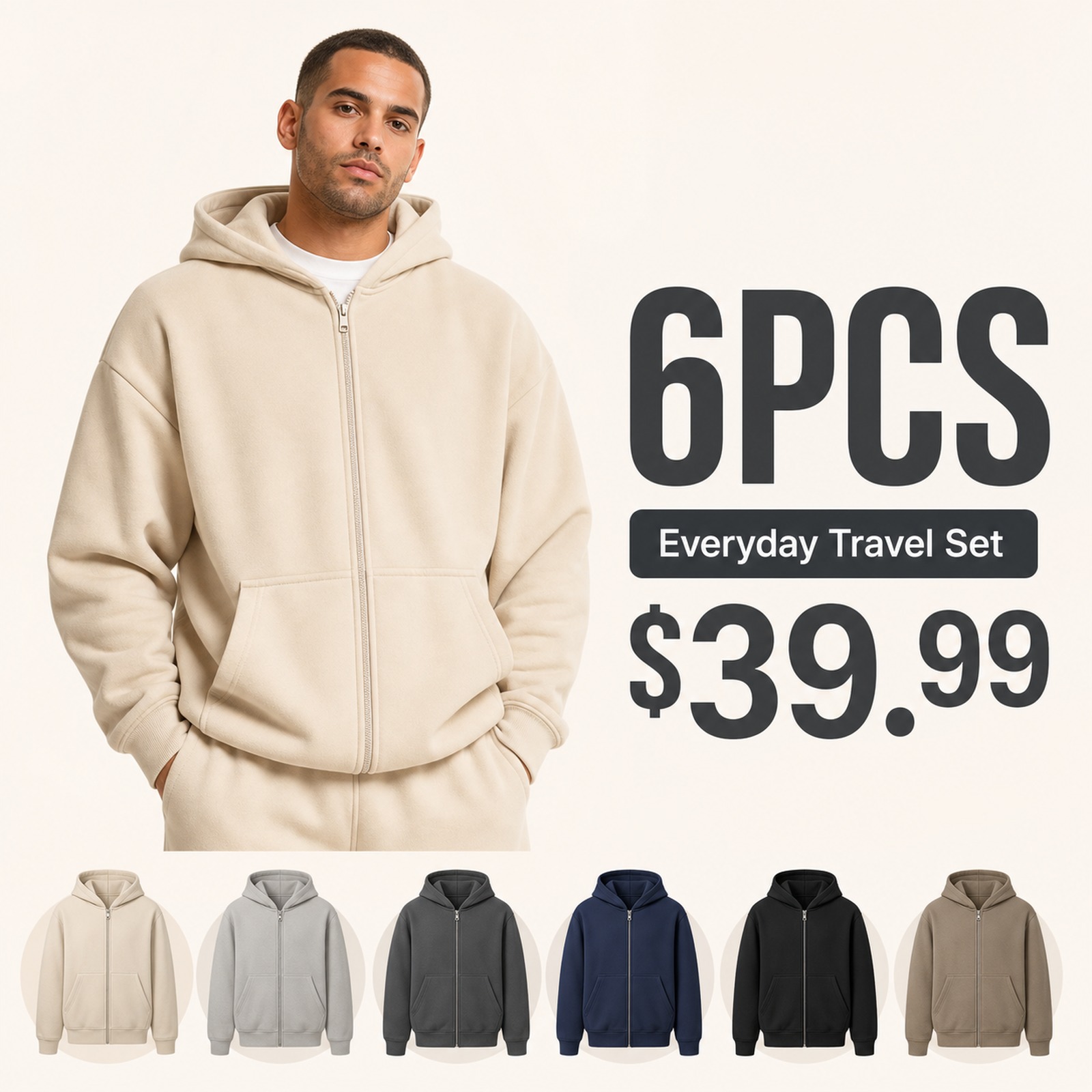 Travel Zip Hoodie 6PCS Sets 6PCS Everyday Travel Set promotional main image