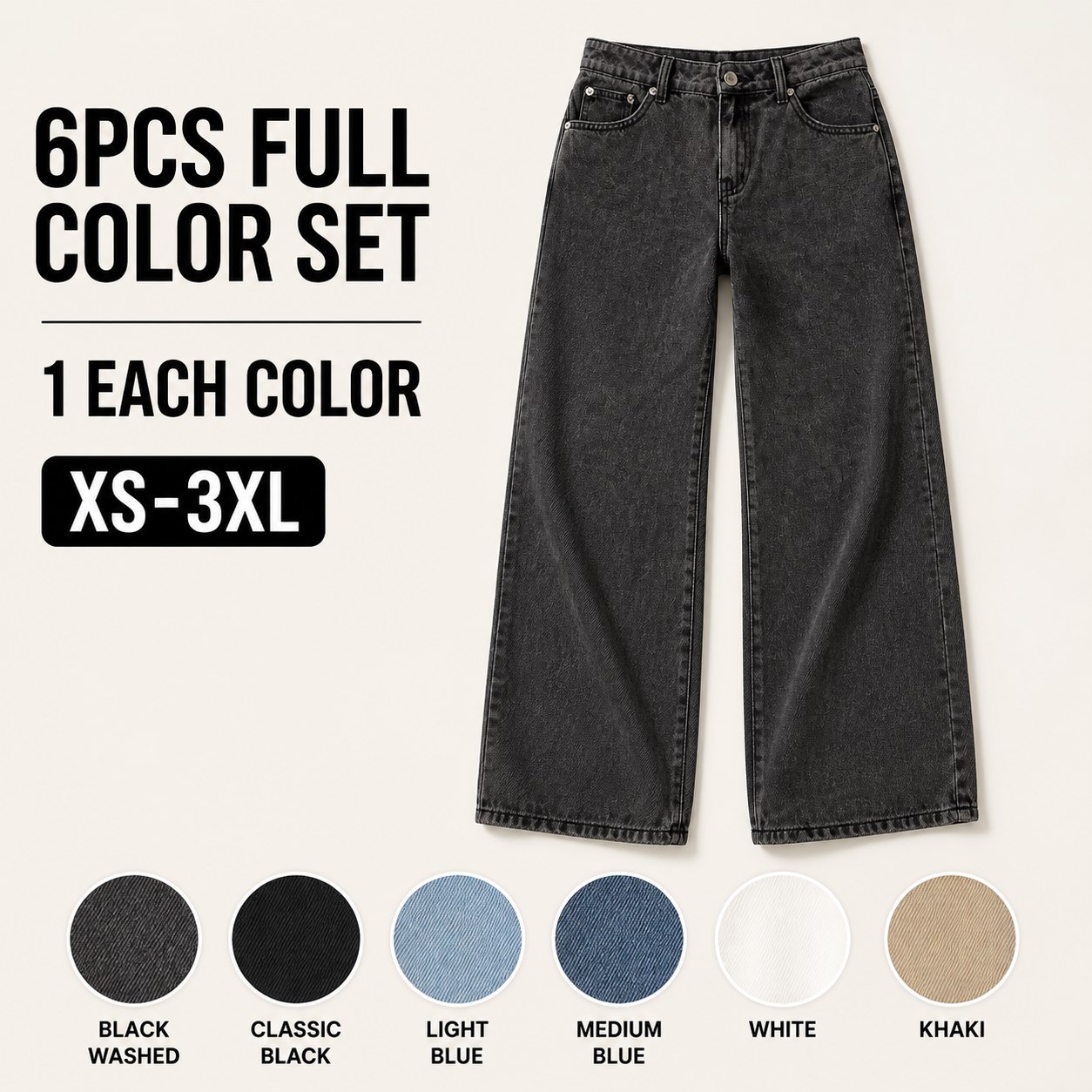 Low-Rise Baggy Jeans 6PCS Packs 6PCS Full Color Set bundle option image