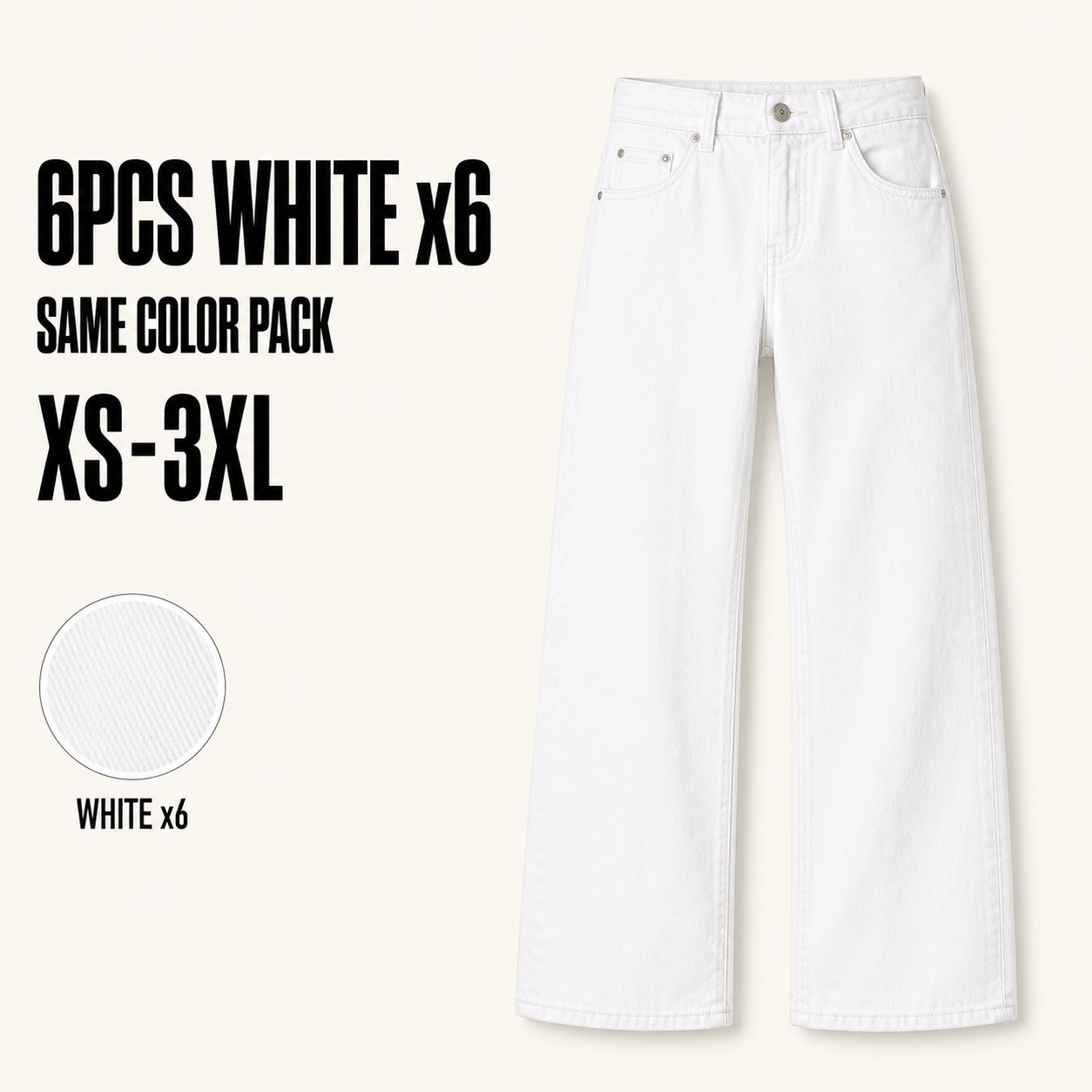 Low-Rise Baggy Jeans 6PCS Packs 6PCS White x6 bundle option image