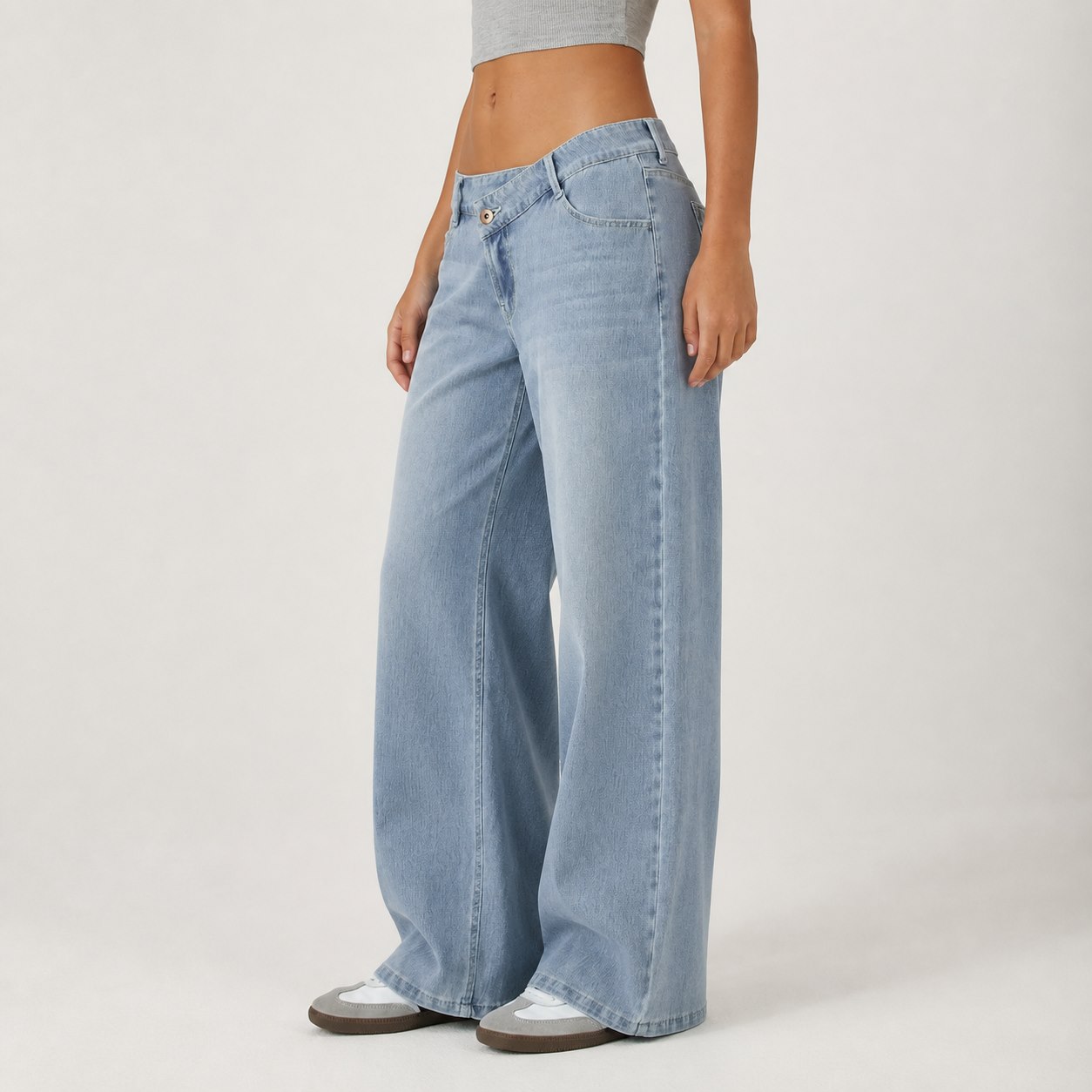 Stretch Wide-Leg Jeans 5/7PCS Sets side view image