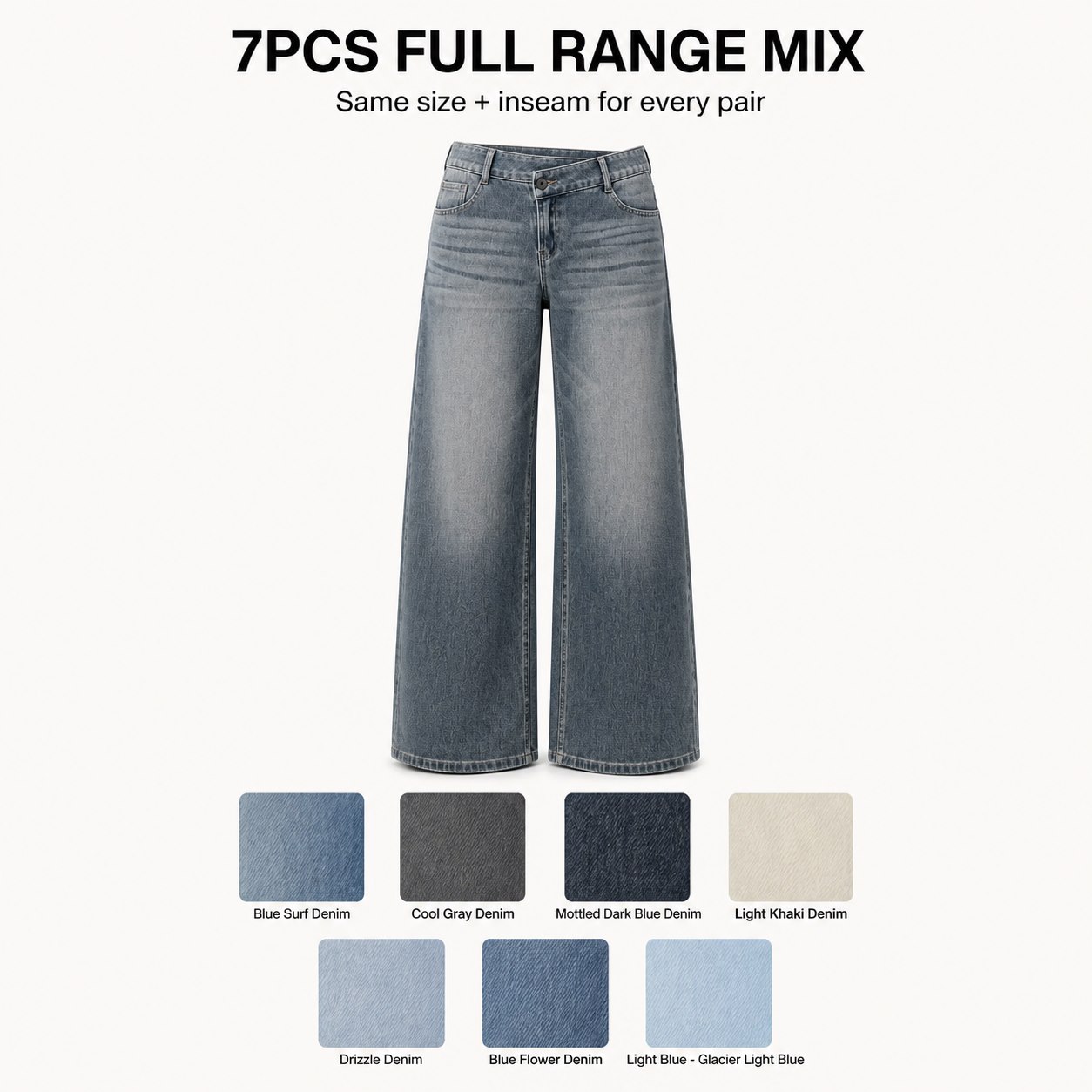 Stretch Wide-Leg Jeans 5/7PCS Sets 7PCS - Full Range Mix bundle option image