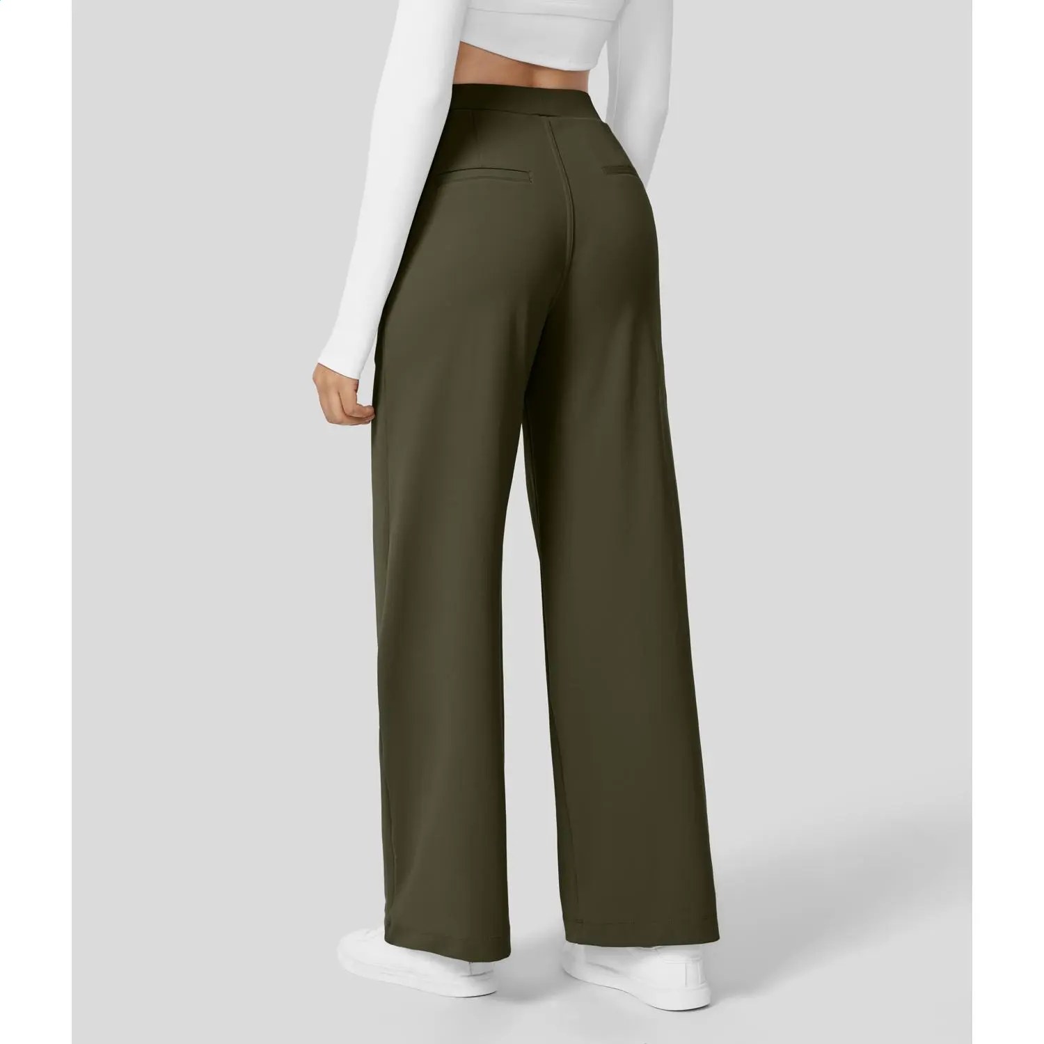 Women's High Waisted Straight Leg Work Pants Multi-Piece Sets SIDE side view
