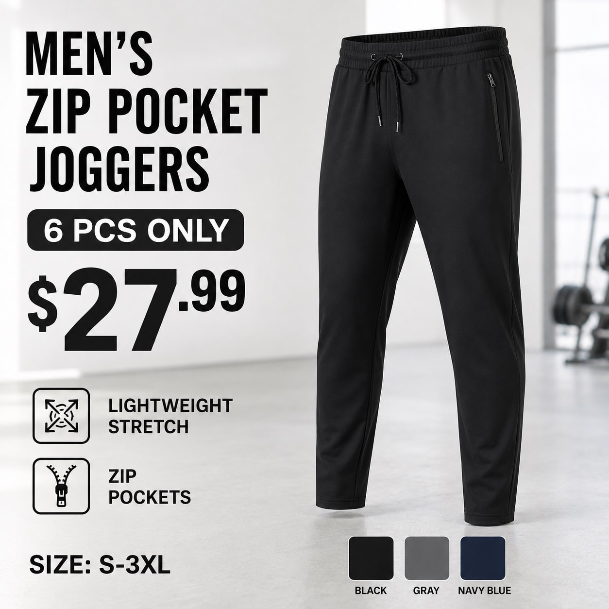 Men's Zip Pocket Joggers 6PCS Pack 6-piece athletic jogger offer image
