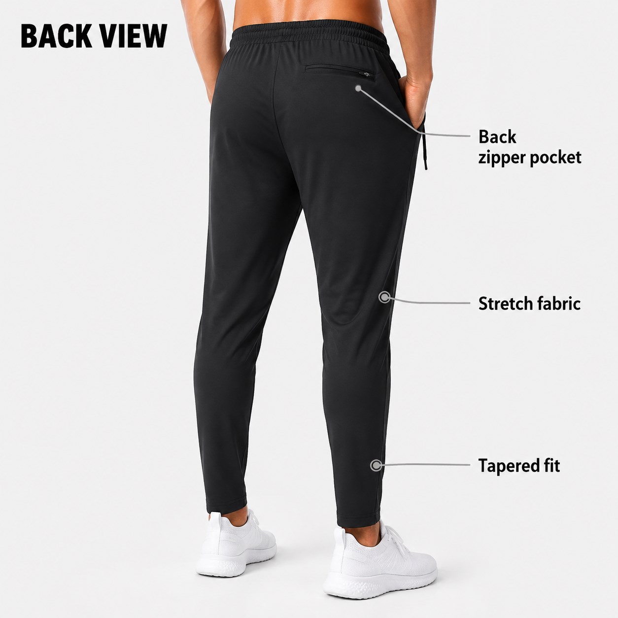 Men's Zip Pocket Joggers 6PCS Pack back jogger sweatpants view with zipper pocket image