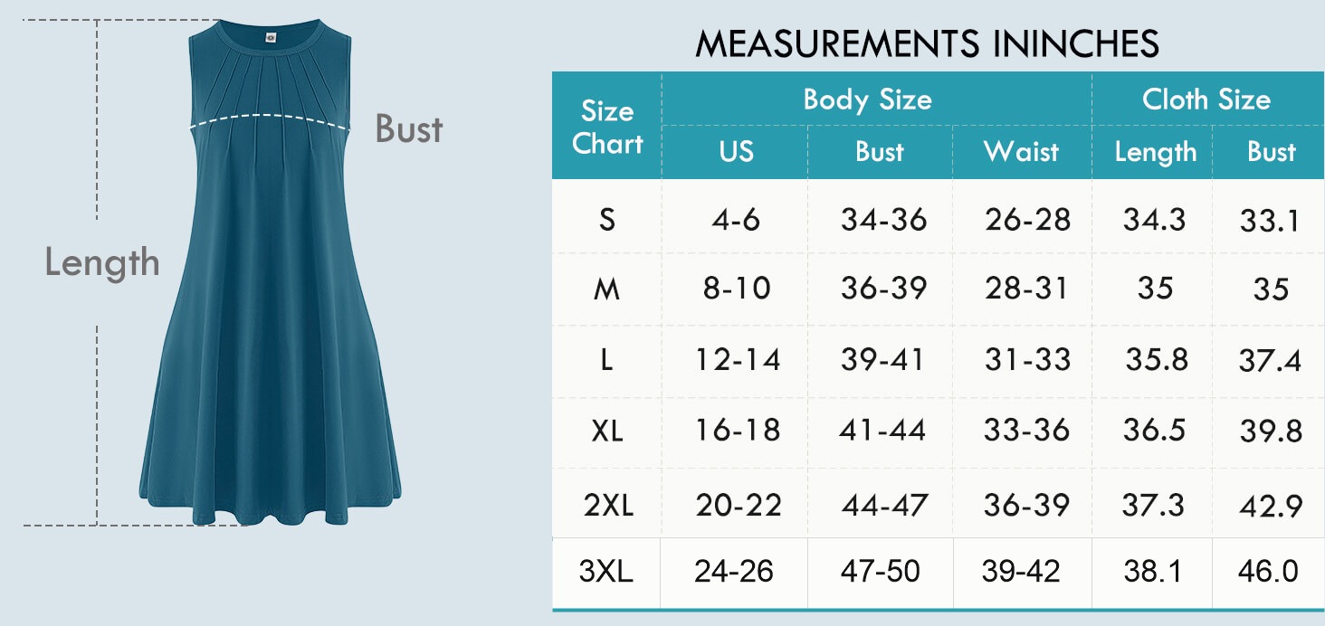 Size Chart S-3XL