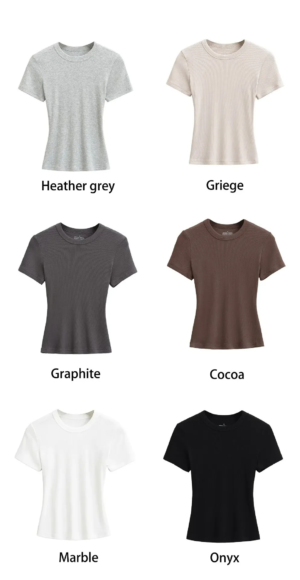 Women's Slim Fit Ribbed Knit T-Shirt - Soft Short Sleeve Basic Tee