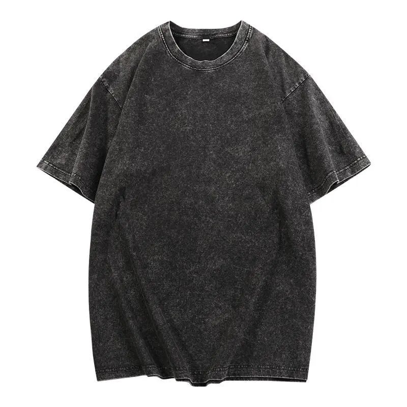 Women's cotton acid wash t-shirt fabric detail