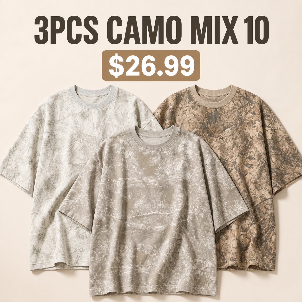 Oversized Camo Tee Multi-Piece Sets 3PCS Camo Mix 10 promotional main image
