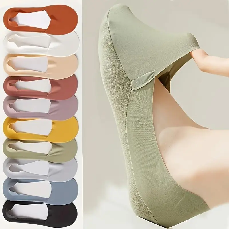 20-Pair Pack Women's Solid-Color Sheer Invisible Socks