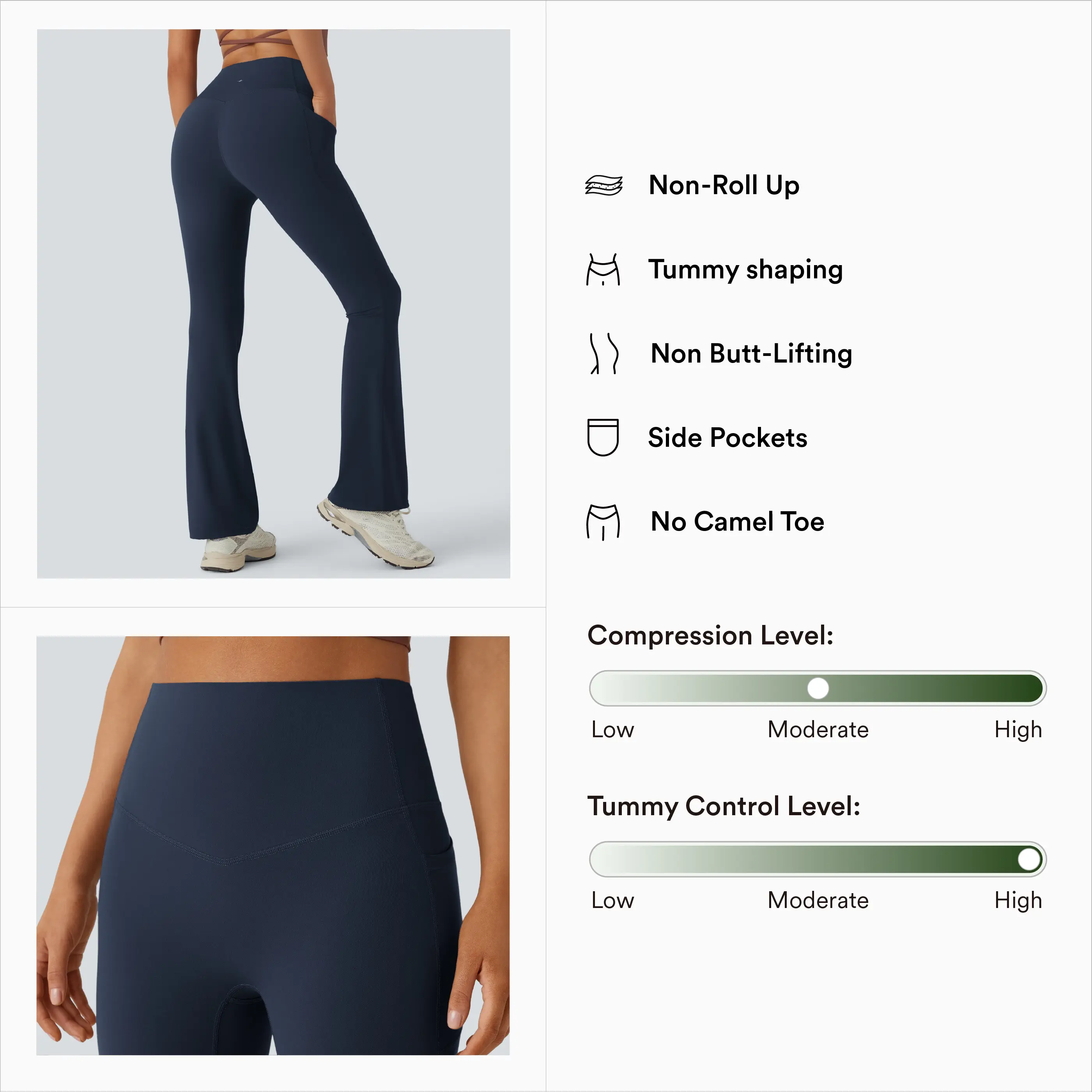 Aurora Base Women's High-Waisted Yoga Bootcut Leggings - XS-3XL media image 2