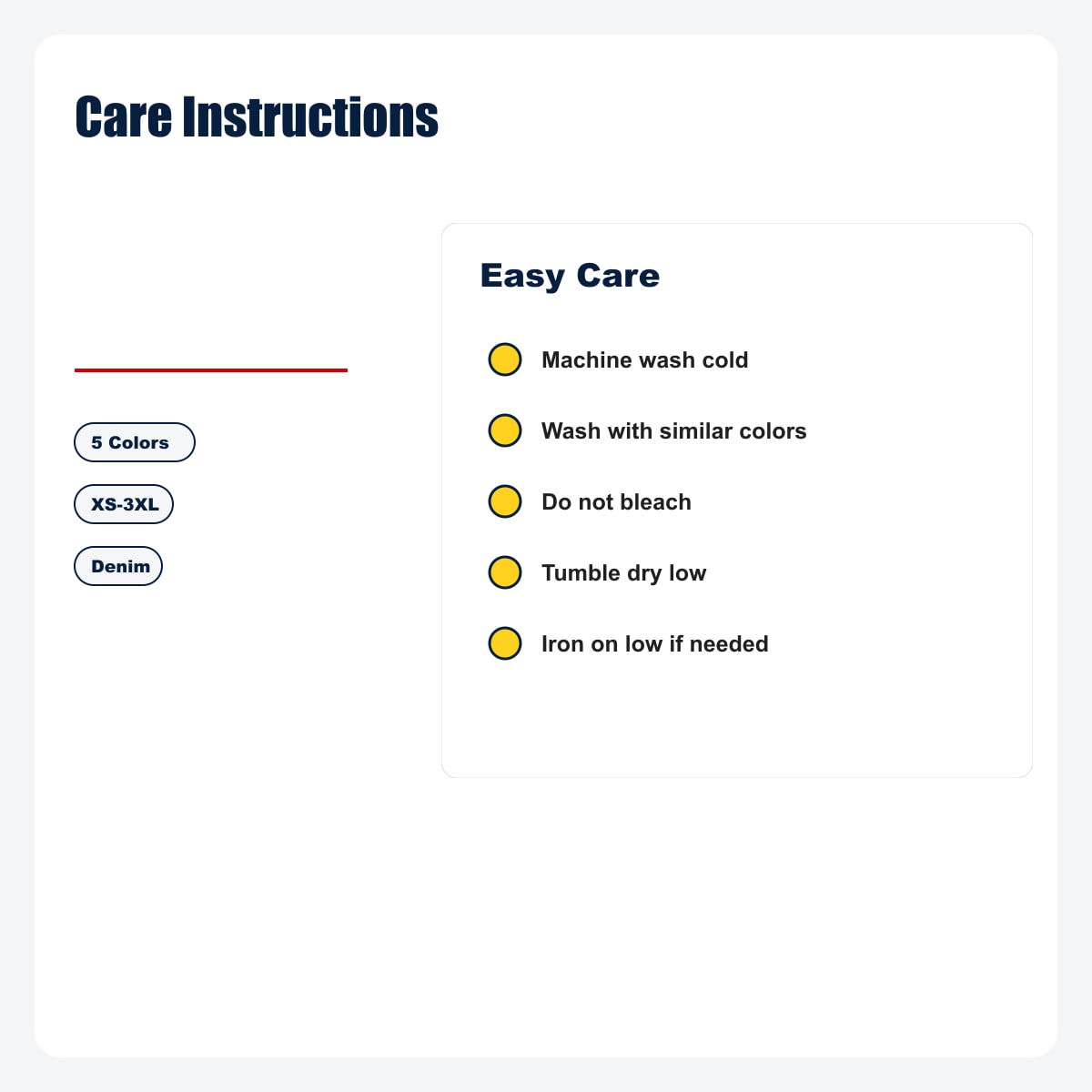 Striped Button-Down Shirts - Care Instructions