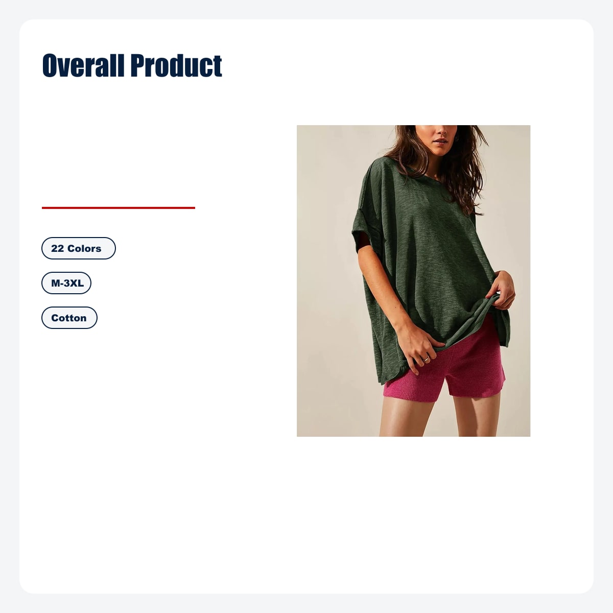 Women's Oversized Tunic T-Shirt - XS-3XL - Overall Product