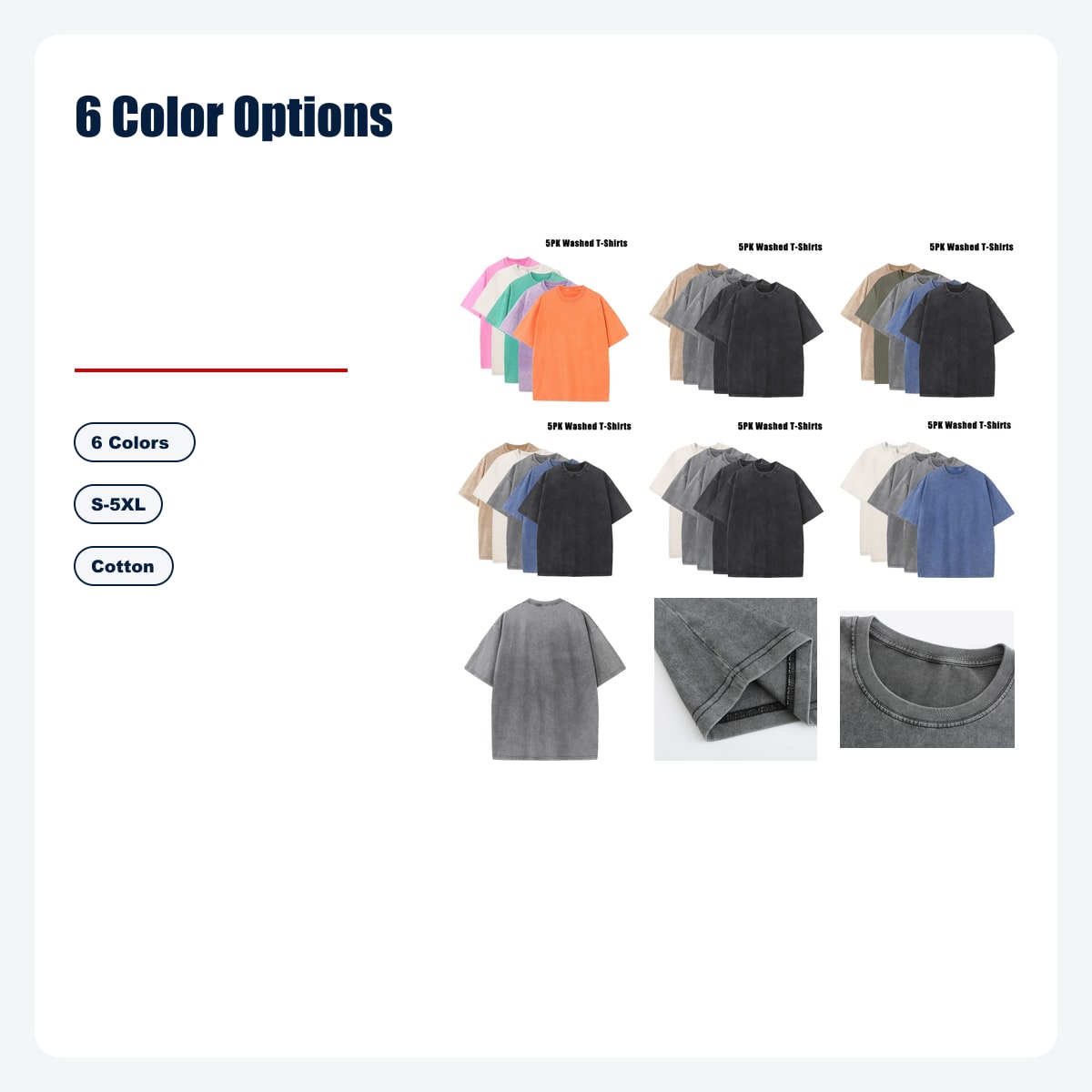 Men's Heavyweight Acid Wash Fitness T-Shirts - 10-Piece Value Pack - 6 Color Options
