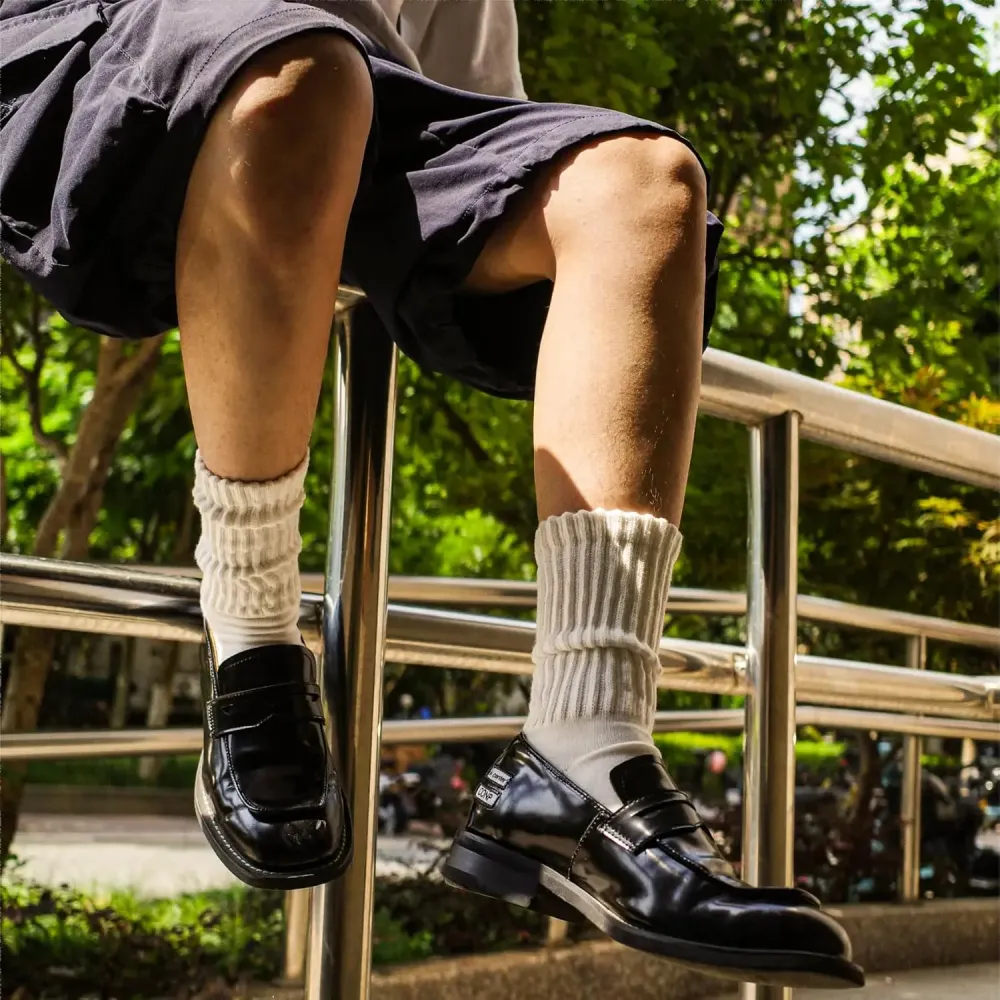 4 Pairs Natural 98% Cotton Crew Socks