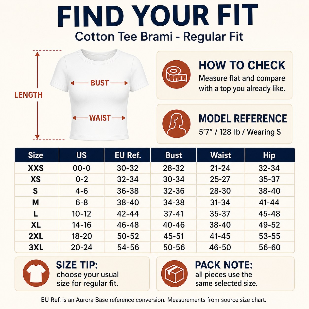 Cotton Tee Brami Multi-Piece Sets PRODUCT SIZE GUIDE product size guide