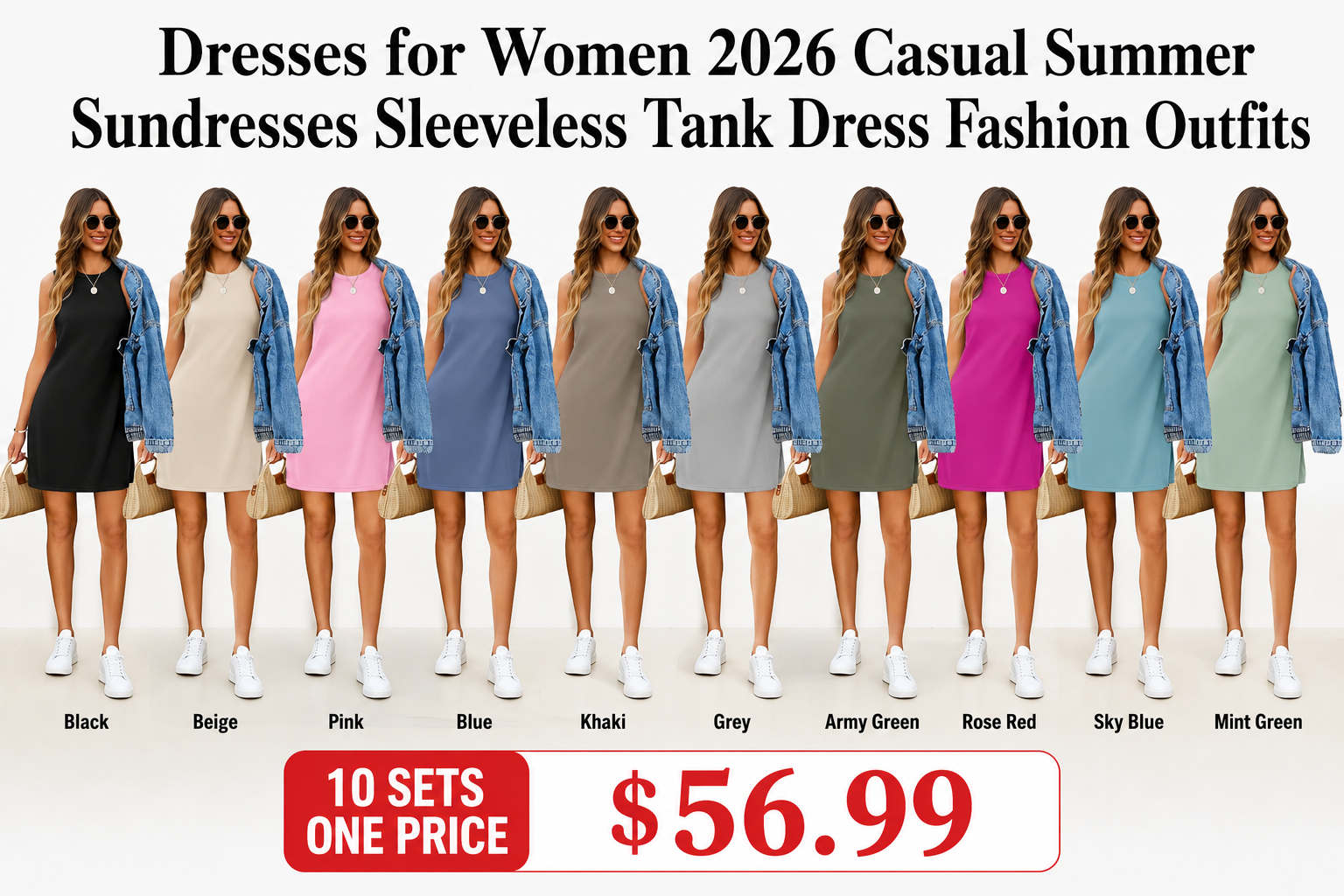 Dresses for Women 2026 Casual Summer Sundresses Sleeveless Tank Dress