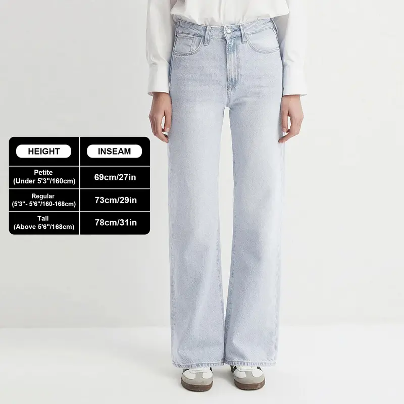 Aurora Base Women's High-Waist Stretch Wide-Leg Jeans - Petite, Regular & Tall media image 22
