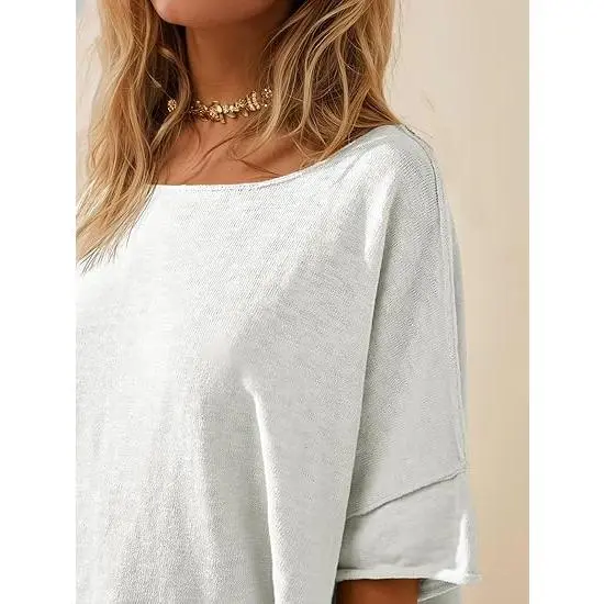 Women's oversized casual t-shirt side outfit view