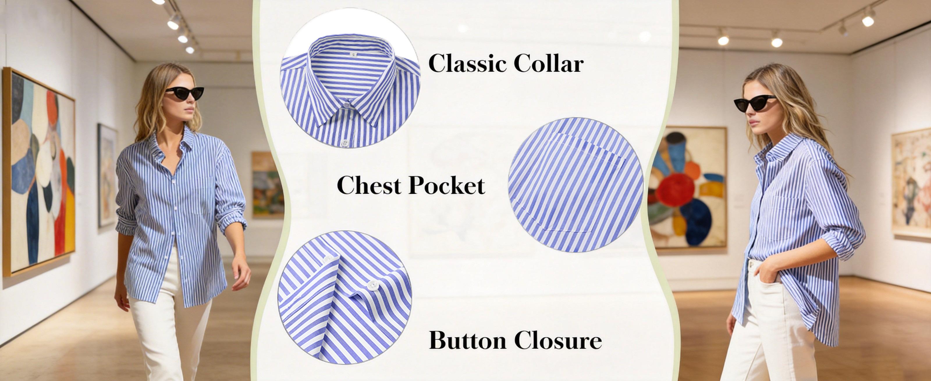 Siliteelon Striped Button Down Shirts for Women Dress Shirts for Spring and Summer Old Money Outfits Long Sleeve Collared Office Work Shirt with Pocket Comfy Business Casual & Chic | Designer Style Inspo tiktokshopspringglowup Summervibes