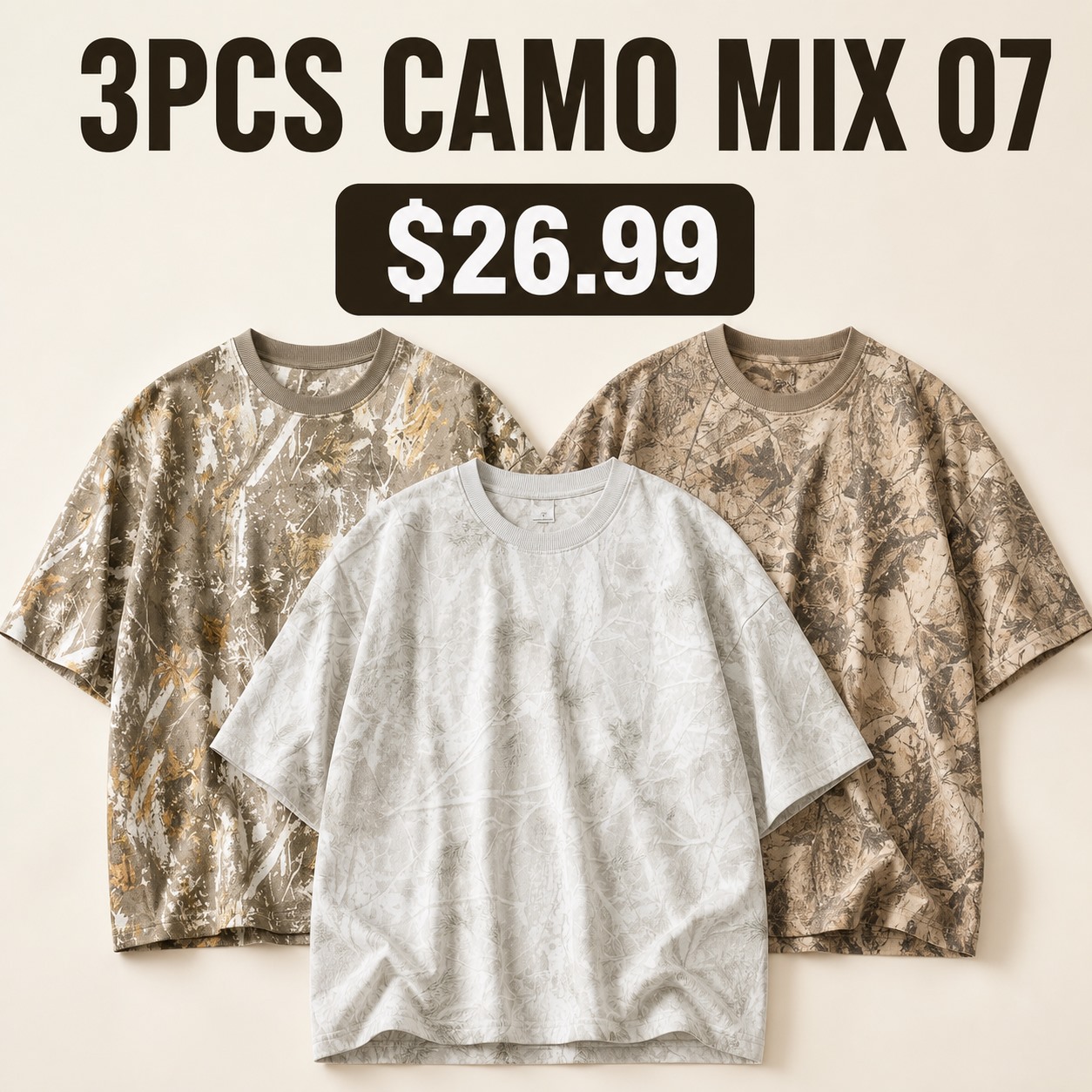 Oversized Camo Tee Multi-Piece Sets 3PCS Camo Mix 07 promotional main image