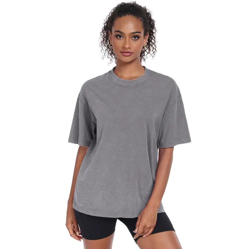 Unisex Oversized T-Shirt Acid Wash Loose Fit Vintage Washed Tee Short Sleeve Streetwear Casual Basic Crewneck Top Summer Baggy