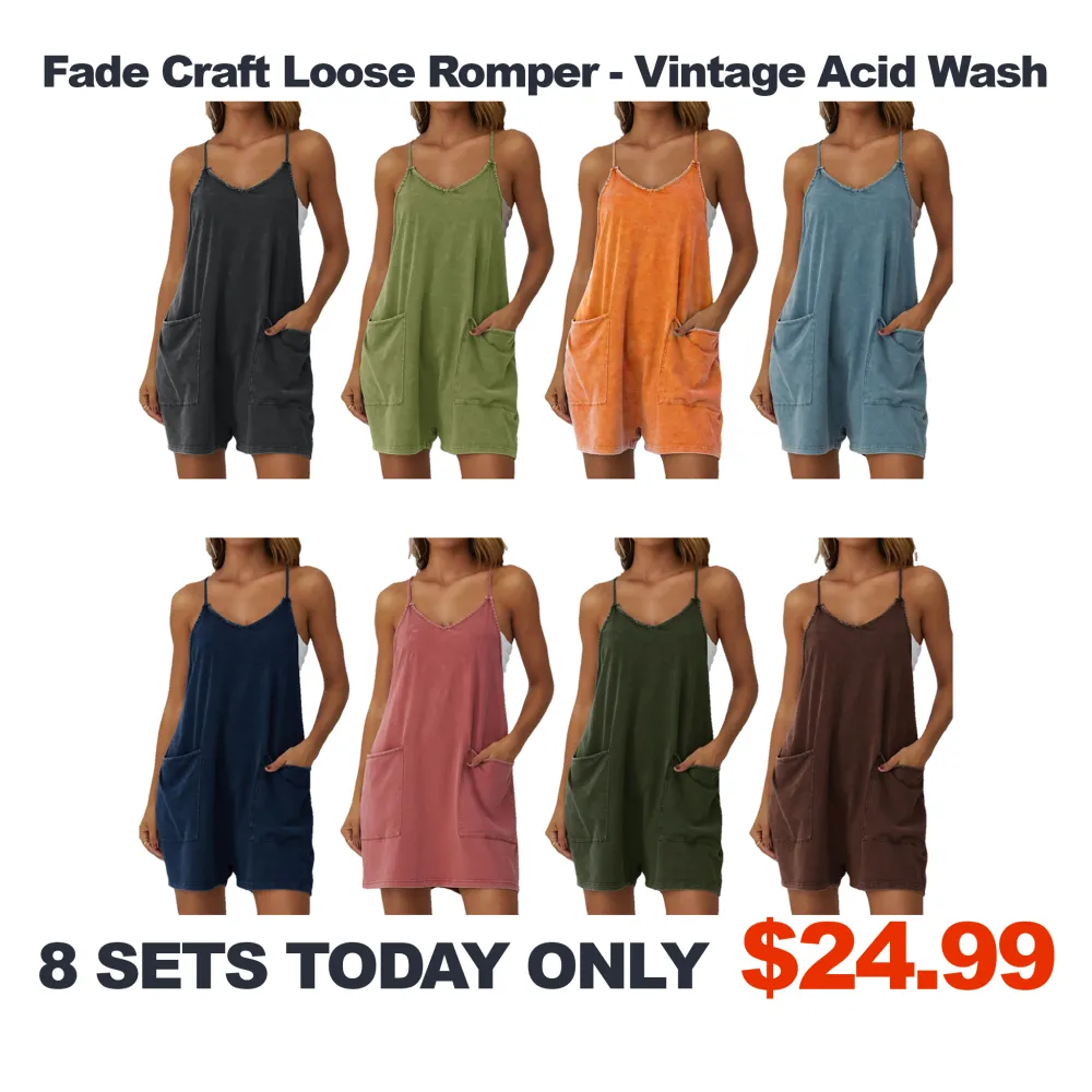 Fade Craft Loose Romper - Vintage Acid Wash