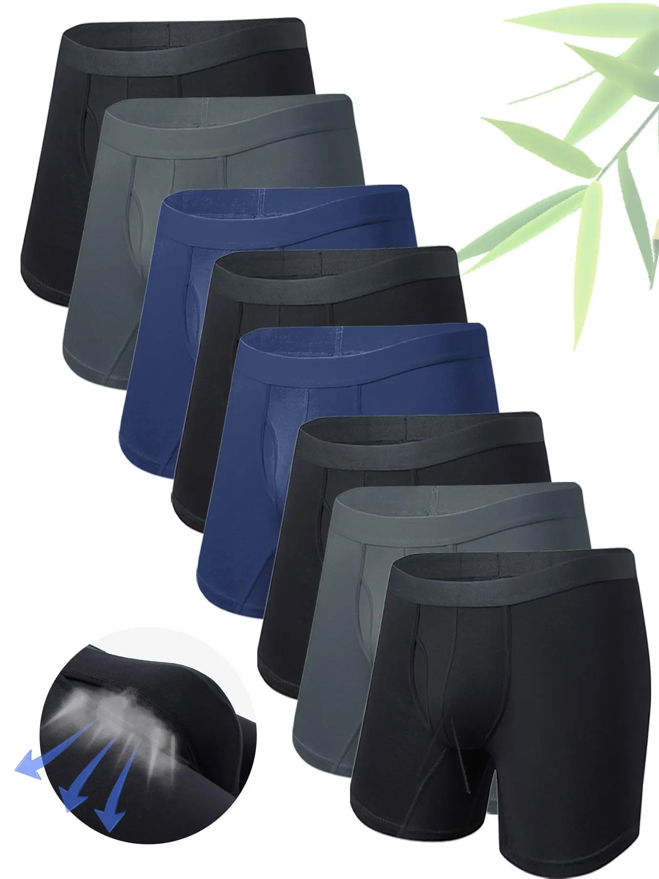 Aurora Base Men's Bamboo Fiber Boxer Briefs, Soft Breathable Underwear waistband detail