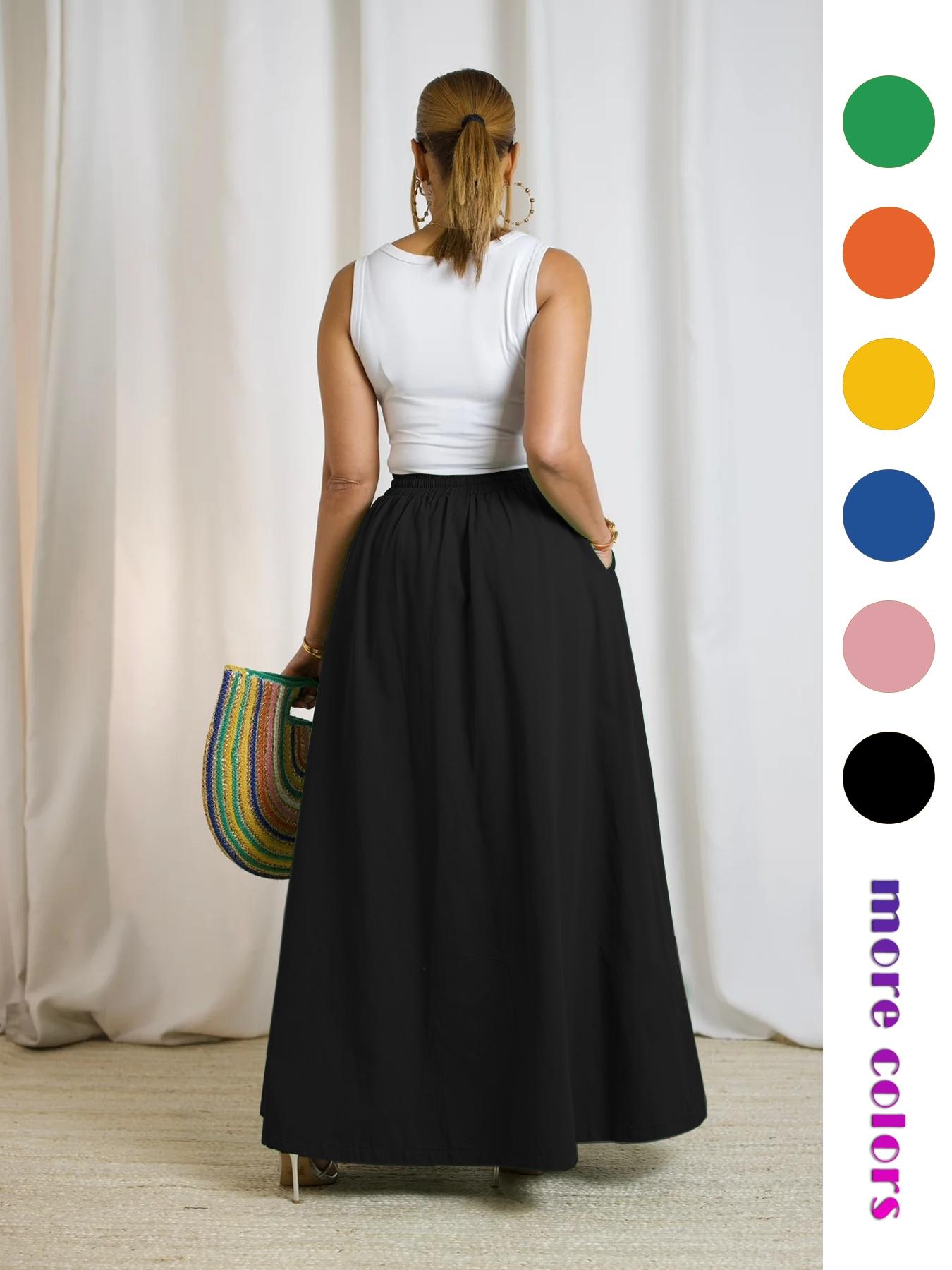 Women's Plain Drawstring High Waist Skirt, Casual Boho Pocket Wrap Skirt for Summer, Ladies Bottoms for Beach Holiday Vacation Women's Plain Drawstring High Waist Skirt, Casual Boho Pocket Wrap Skirt for Summer, Ladies Bottoms for Beach Holiday Vacation