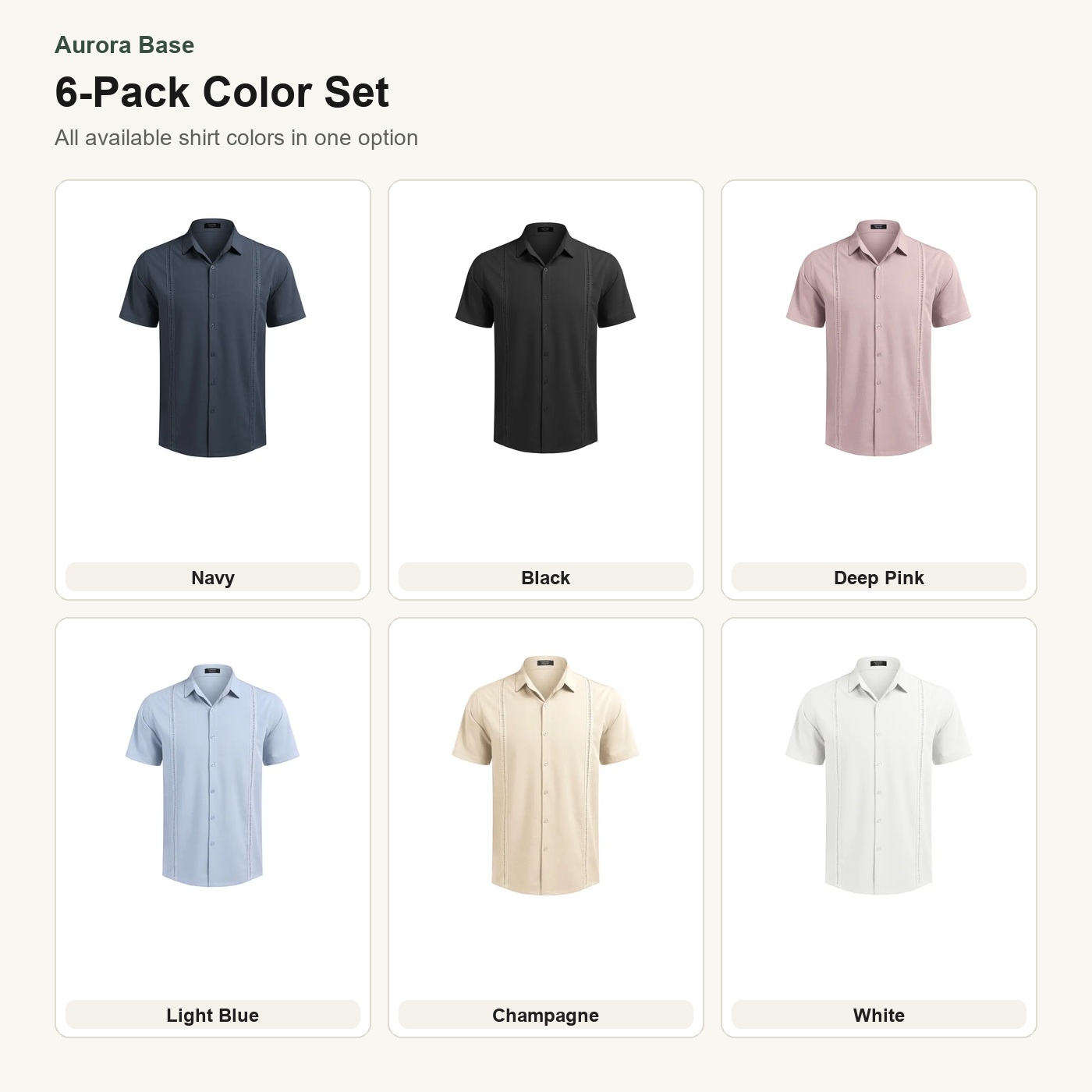 Men's Guayabera Shirt 6-Pack 6 pcs(all colors) product set